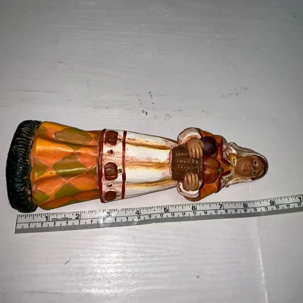 Harvest Woman Resin Figurine Autumn Fall Basket Fruit Decor
